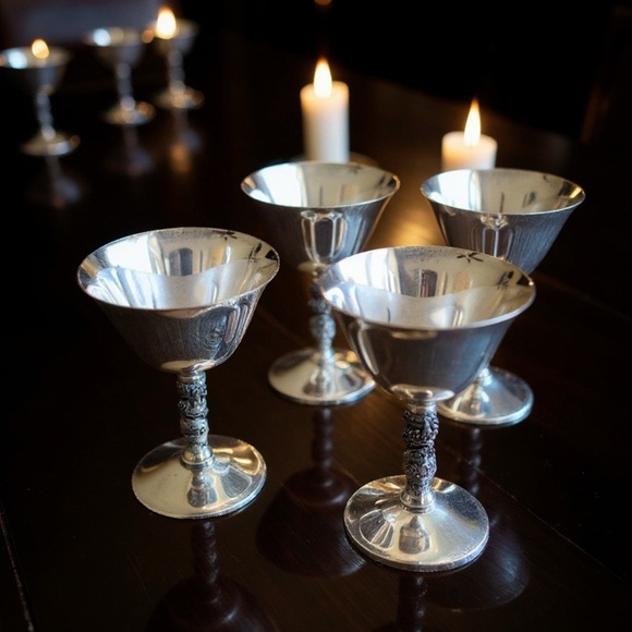 Valero Silver-Plated Goblets – Set of 4 – Made in Spain – Ornate Spanish VTG - Picture 2 of 10